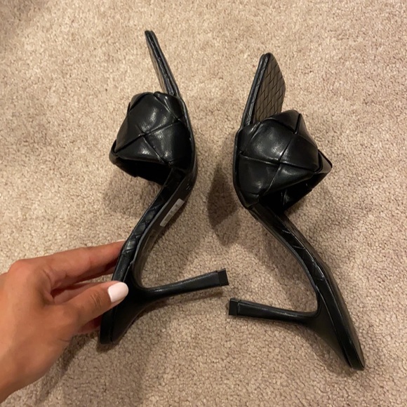 Square Toe Slip on Black Heels - Picture 6 of 9